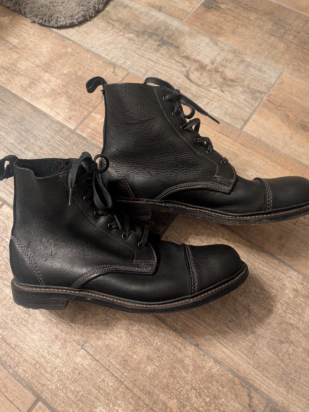 Allen Edmonds Normandy Black Leather Lace-Up Cap Toe Boots